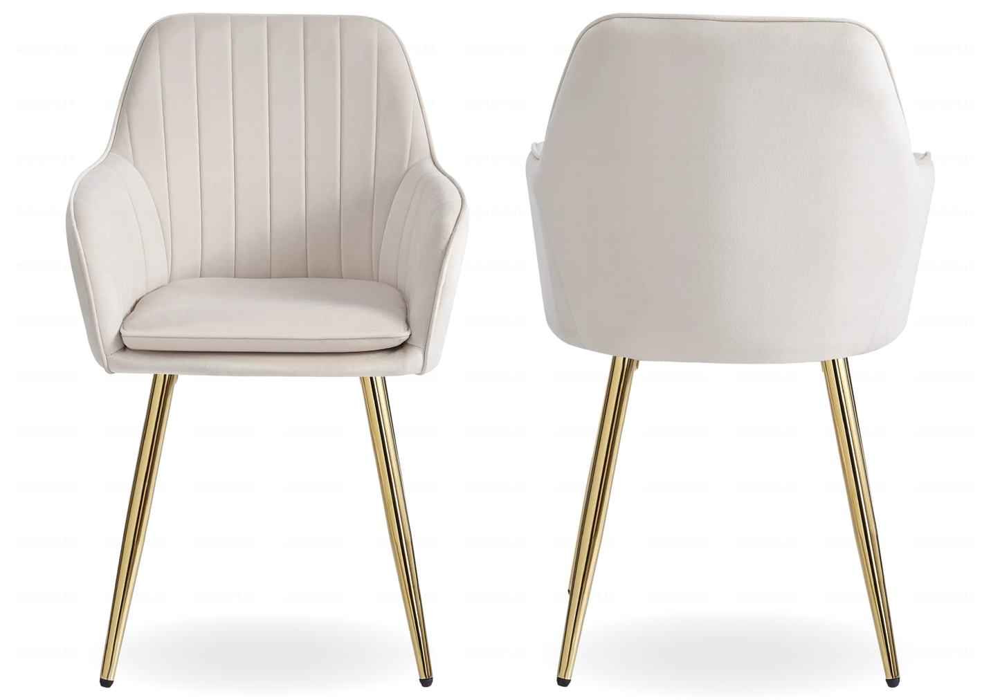 Salle à manger marbre beige doré avec chaises beige TROPHEE Galerie du Mobilier