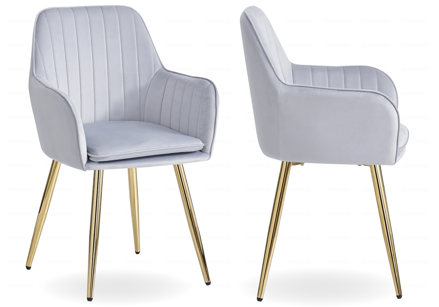 Salle à manger marbre beige doré avec chaises gris TROPHEE Galerie du Mobilier