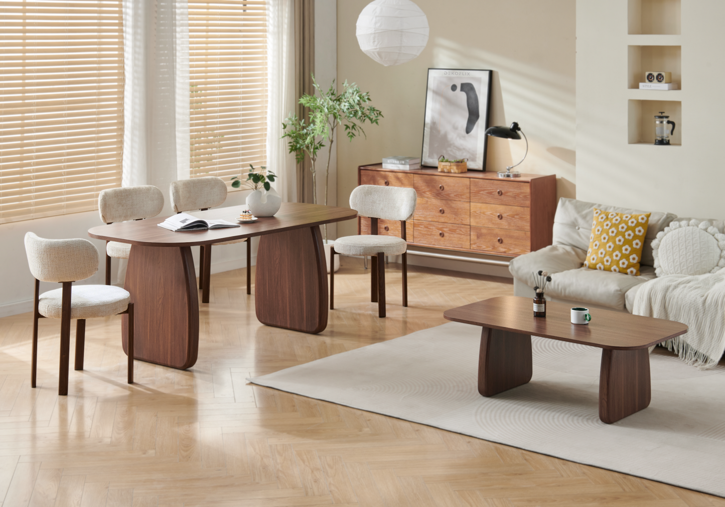 Table à manger ovale bois noyer Japandi – Kuro – Galerie du Mobilier