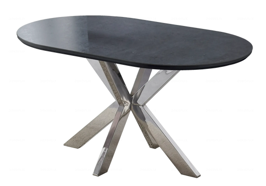 Table Céramique Noire et Chaises Taupe Argentés – STEPHANY Galerie du Mobilier