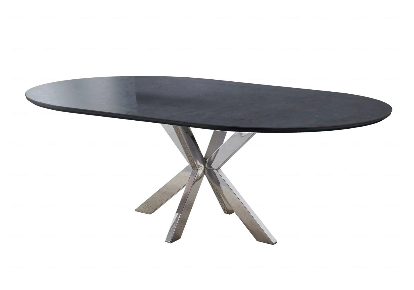 Table Céramique Noire et Chaises Taupe Argentés – STEPHANY Galerie du Mobilier