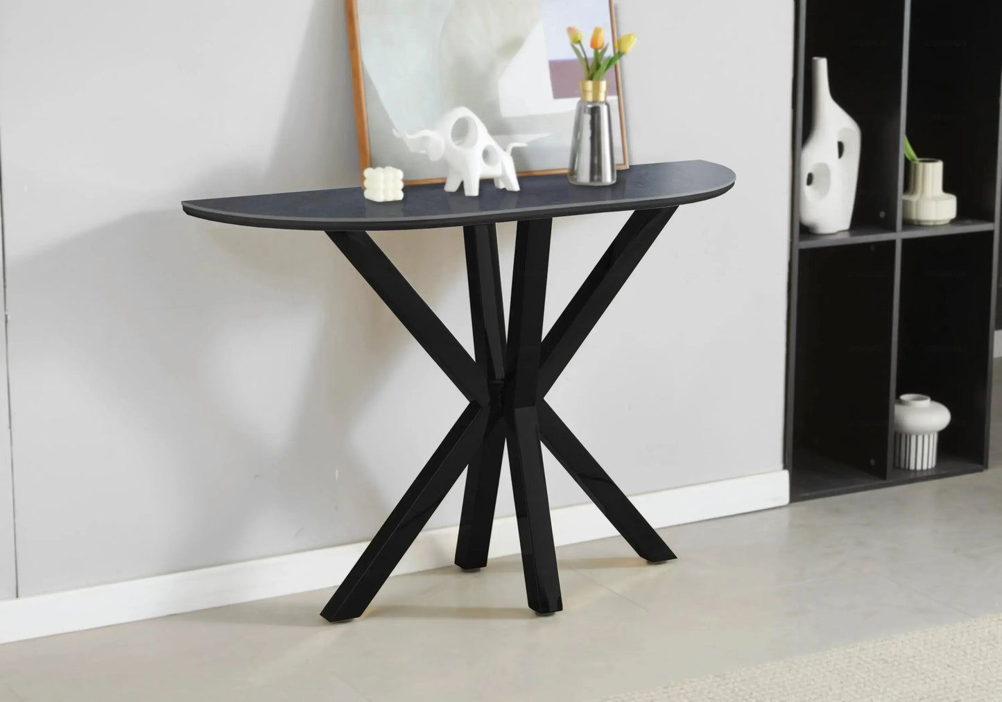 Table Céramique Noire et Chaises Taupe Noirs – OPHELIA Galerie du Mobilier