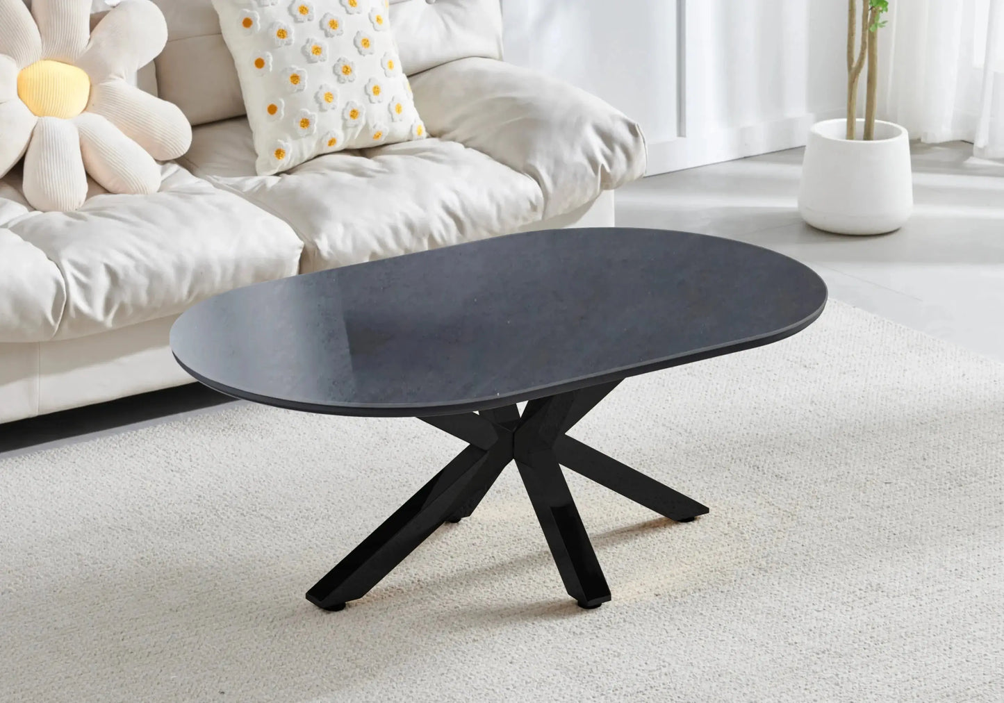 Table Céramique Noire et Chaises Taupe Noirs – OPHELIA Galerie du Mobilier