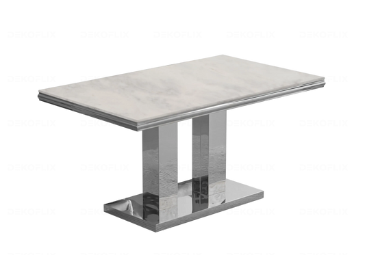 Table à manger marbre beige argent design VERSUS New Design