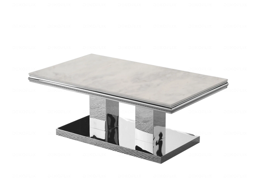 Table à manger marbre beige argent design VERSUS New Design