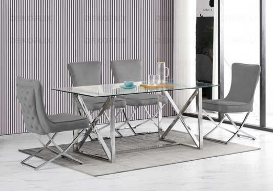 Table à manger avec chaises capitonnées anthracites GABI Galerie du Mobilier