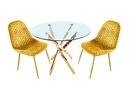 Table à manger dorée tranparent OLIVIA Galerie du Mobilier