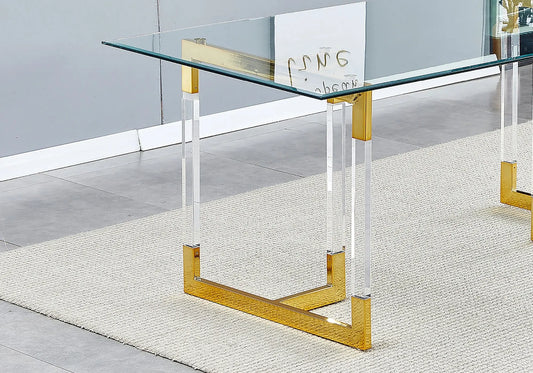 Table à manger dorée transparent NAEL Galerie du Mobilier