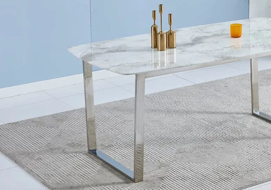 Table à manger marbre beige LOLA Galerie du Mobilier