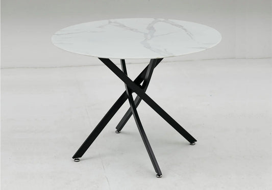 Table à manger noir marbre beige OLIVIA Galerie du Mobilier