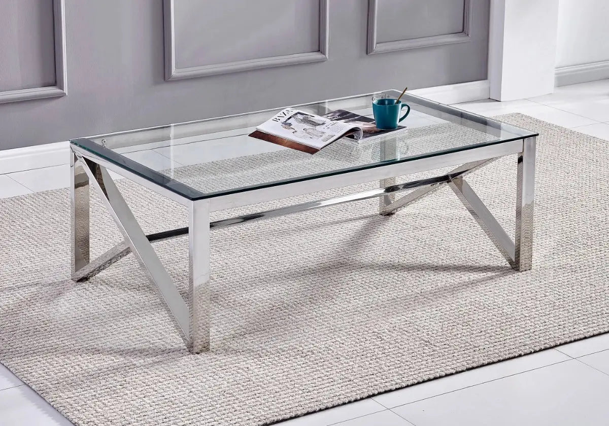 Table basse argent marbre beige – Galerie du Mobilier