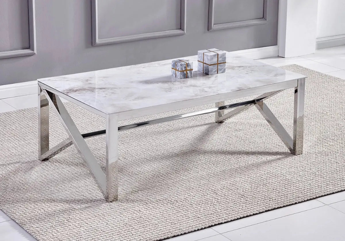 Table basse argent transparent – Galerie du Mobilier