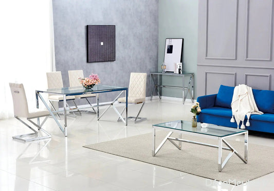 Table basse argentée en verre NIHAL Galerie du Mobilier