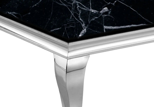 Table basse argentée marbre noir BAROQUE Galerie du Mobilier