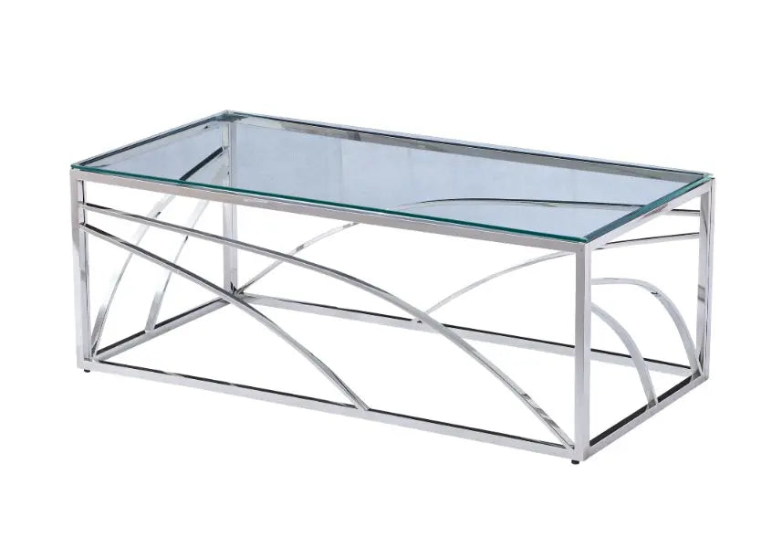 Table basse design argent en verre – Galerie du Mobilier - Vue 1