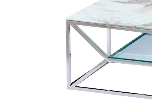 Table basse design marbre blanc ROMI Galerie du Mobilier