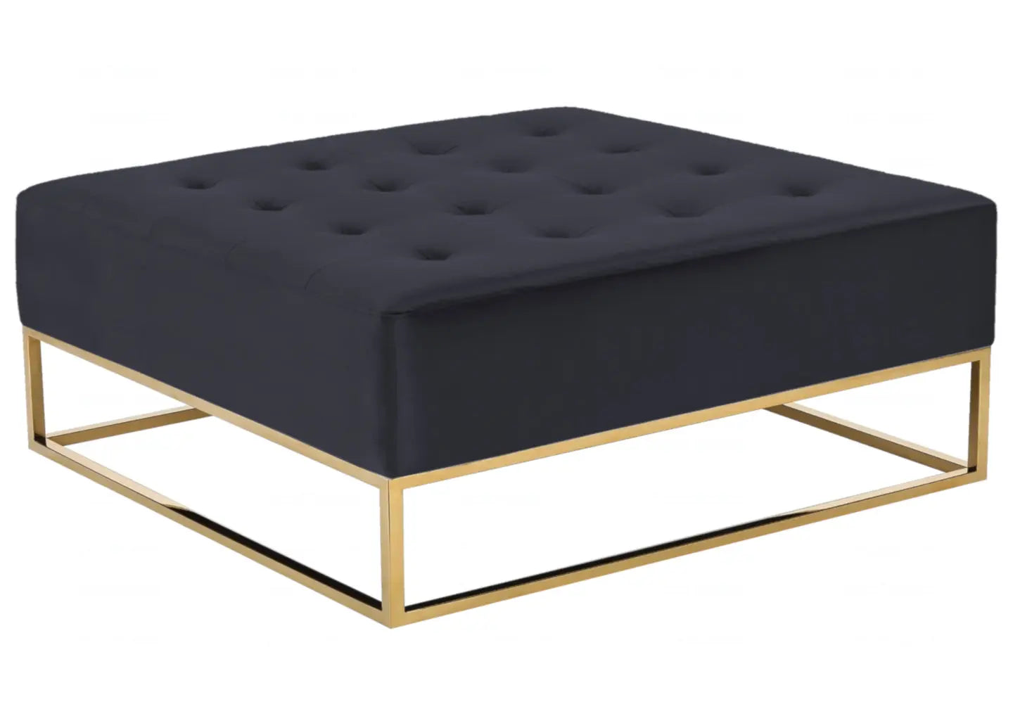 Table basse dorée capitonnée noir – Galerie du Mobilier - Vue 1