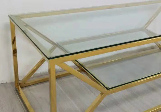 Table basse dorée en verre ROMI Galerie du Mobilier