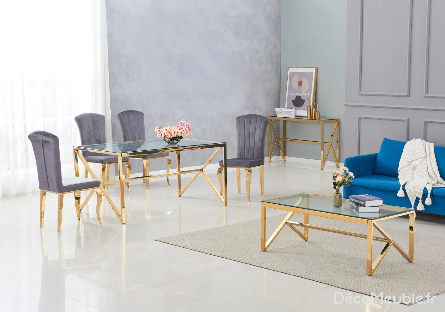 Table basse dorée versace NIHAL Galerie du Mobilier