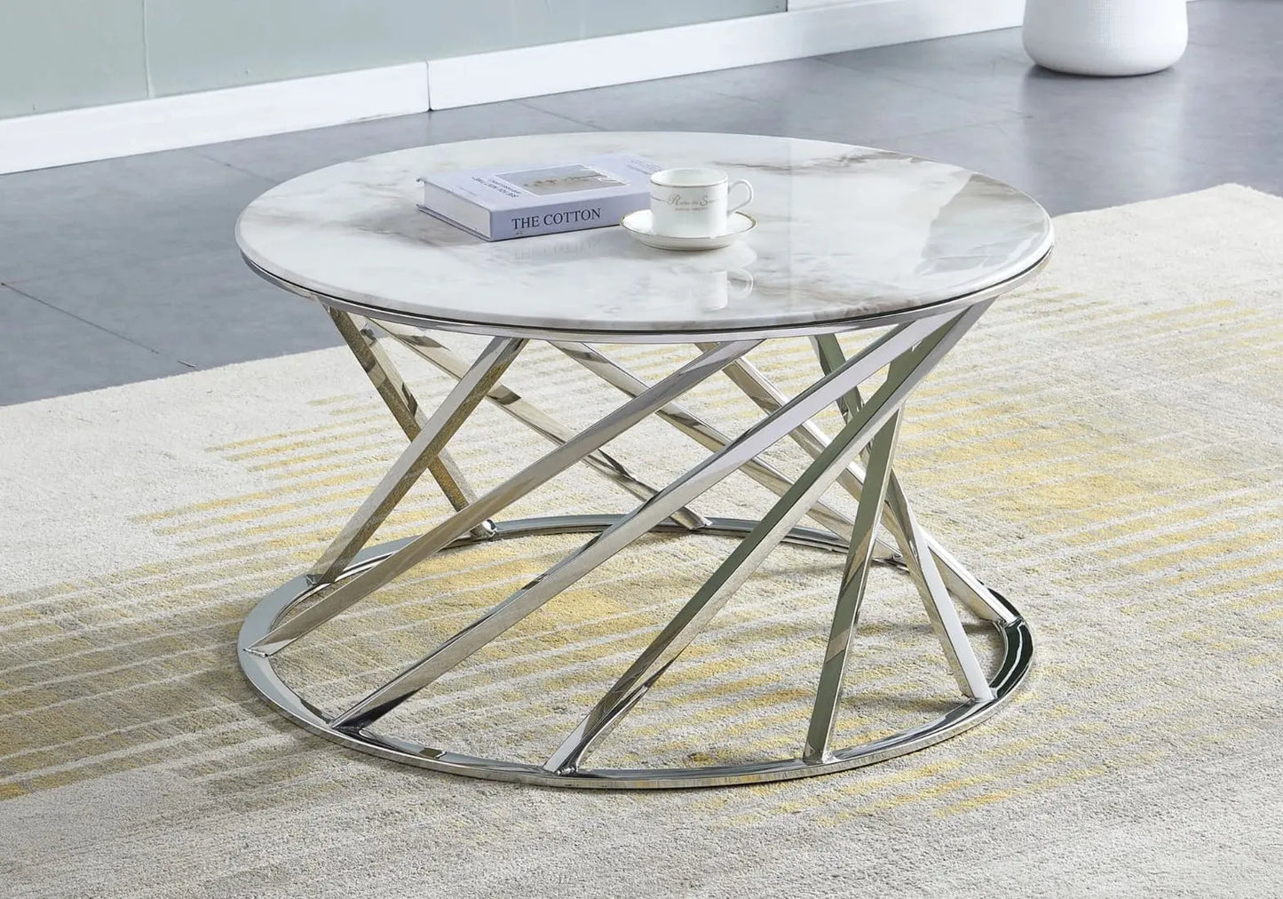 Table basse ronde argent transparent – Galerie du Mobilier