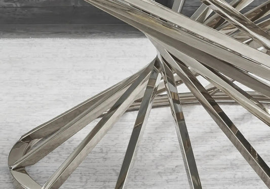 Table basse ronde marbre blanc argent AKILA Galerie du Mobilier