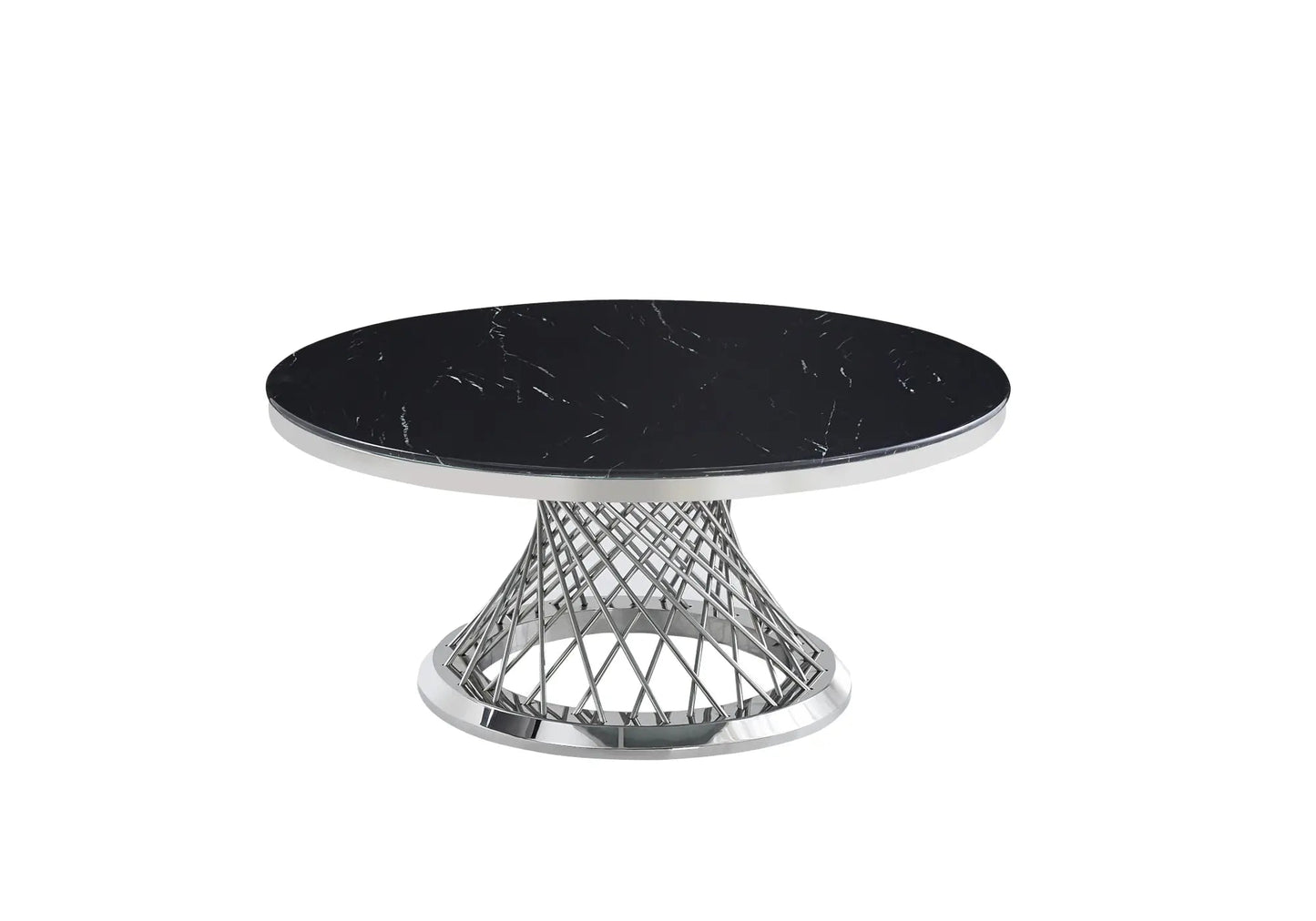Table basse ronde marbre noir – Galerie du Mobilier - Vue 1