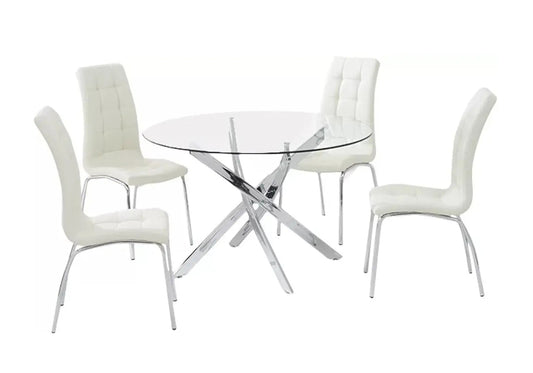 Table chromé 6 chaises blanches OLIVIA New OLIVIA