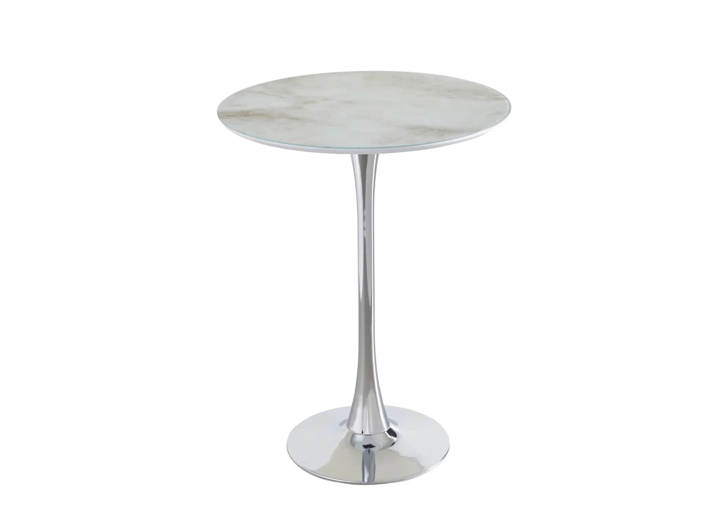 Table de bar chrome marbre blanc – Galerie du Mobilier - Vue 1