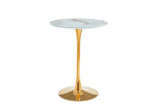 Table de bar dorée marbre blanc ROSA Galerie du Mobilier