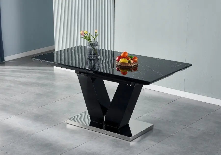 Table extensible design marbre noir YVES Galerie du Mobilier