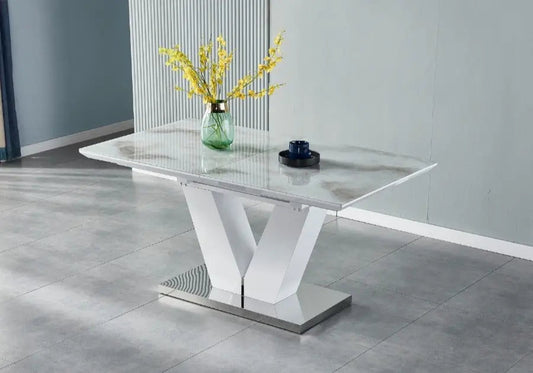 Table extensible design marbre noir YVES Galerie du Mobilier