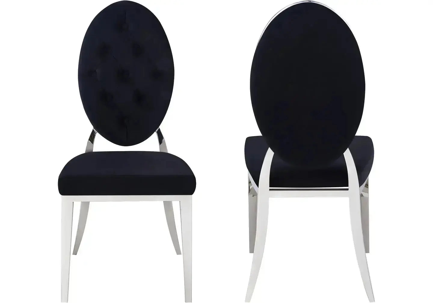 Chaise médaillon capitonnée noir BAROQUE Galerie du Mobilier