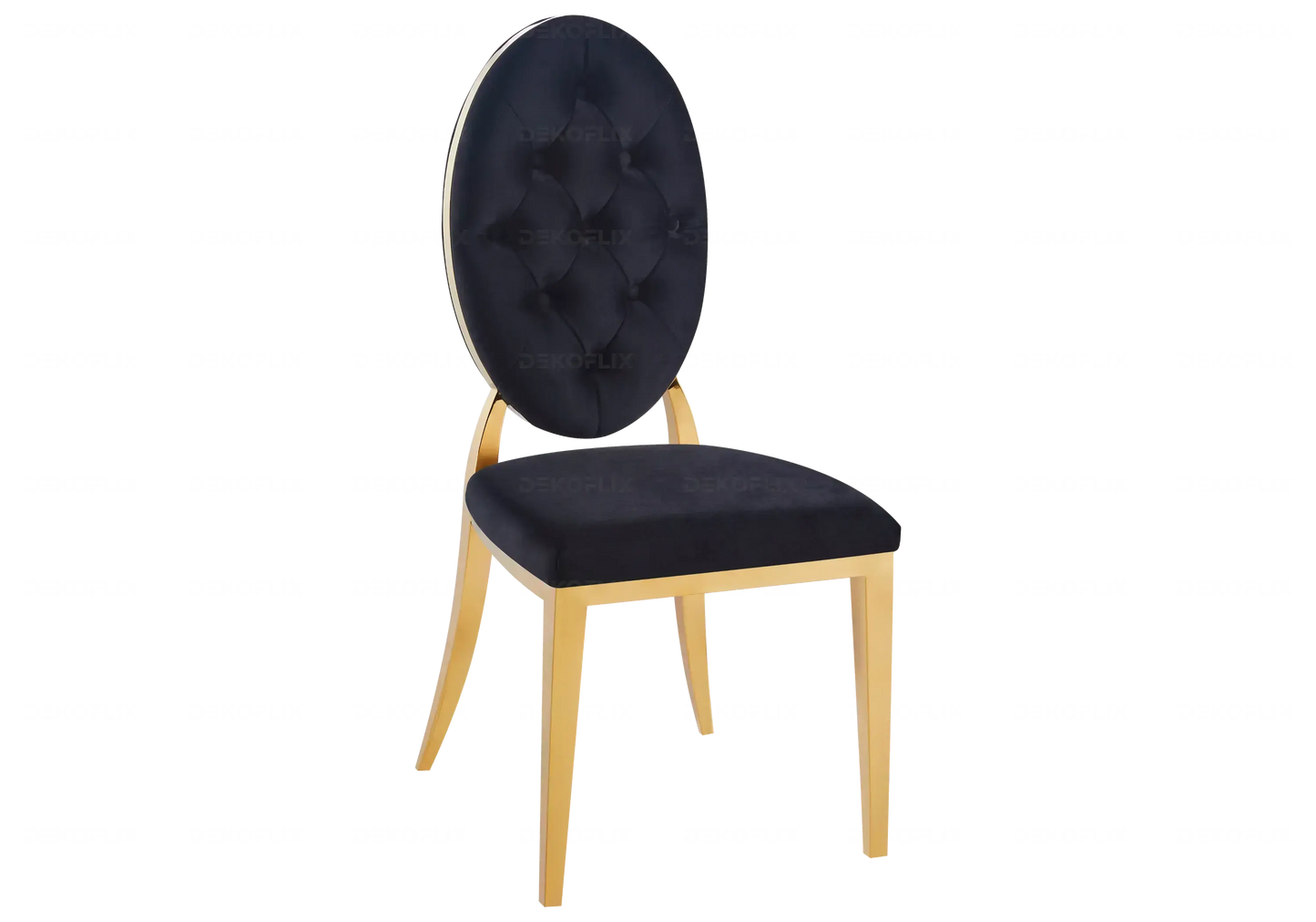 Table marbre noir et chaises capitonnées noir doré TROPHEE Galerie du Mobilier