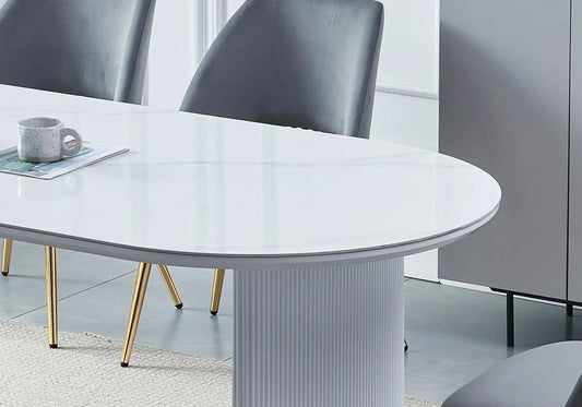 Table marbre et chaises dorées gris JOSEPHINE Galerie du Mobilier