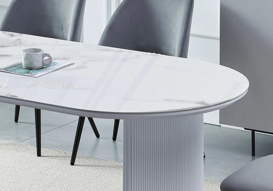 Table marbre et chaises noires gris JOSEPHINE Galerie du Mobilier