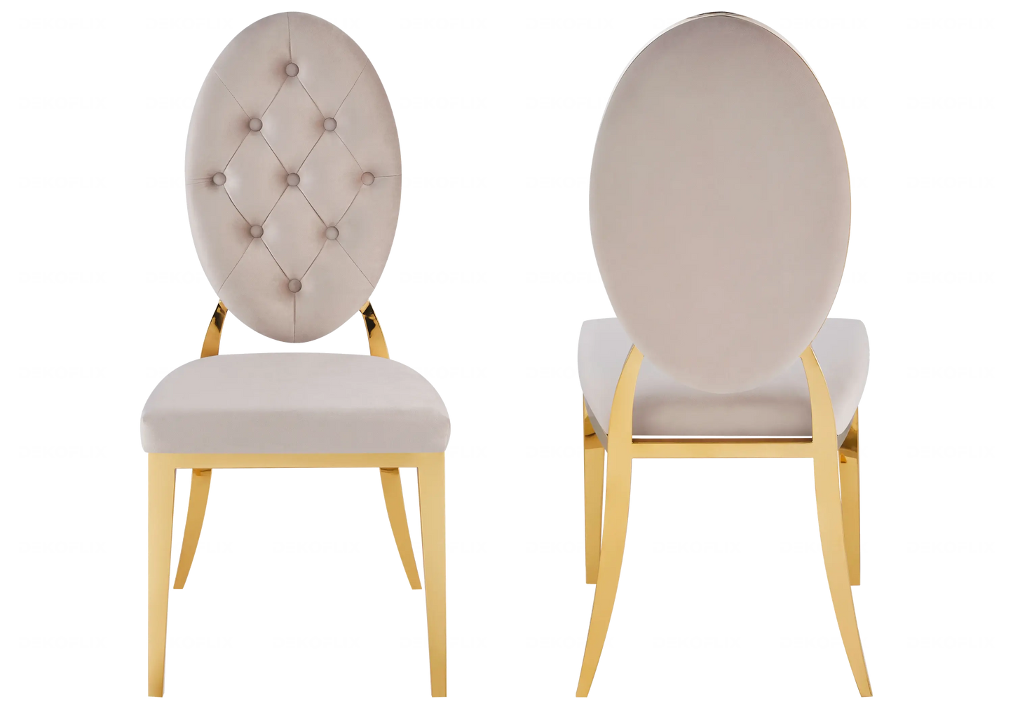 Table marbre noir chaises capitonnées taupe doré TROPHEE Galerie du Mobilier