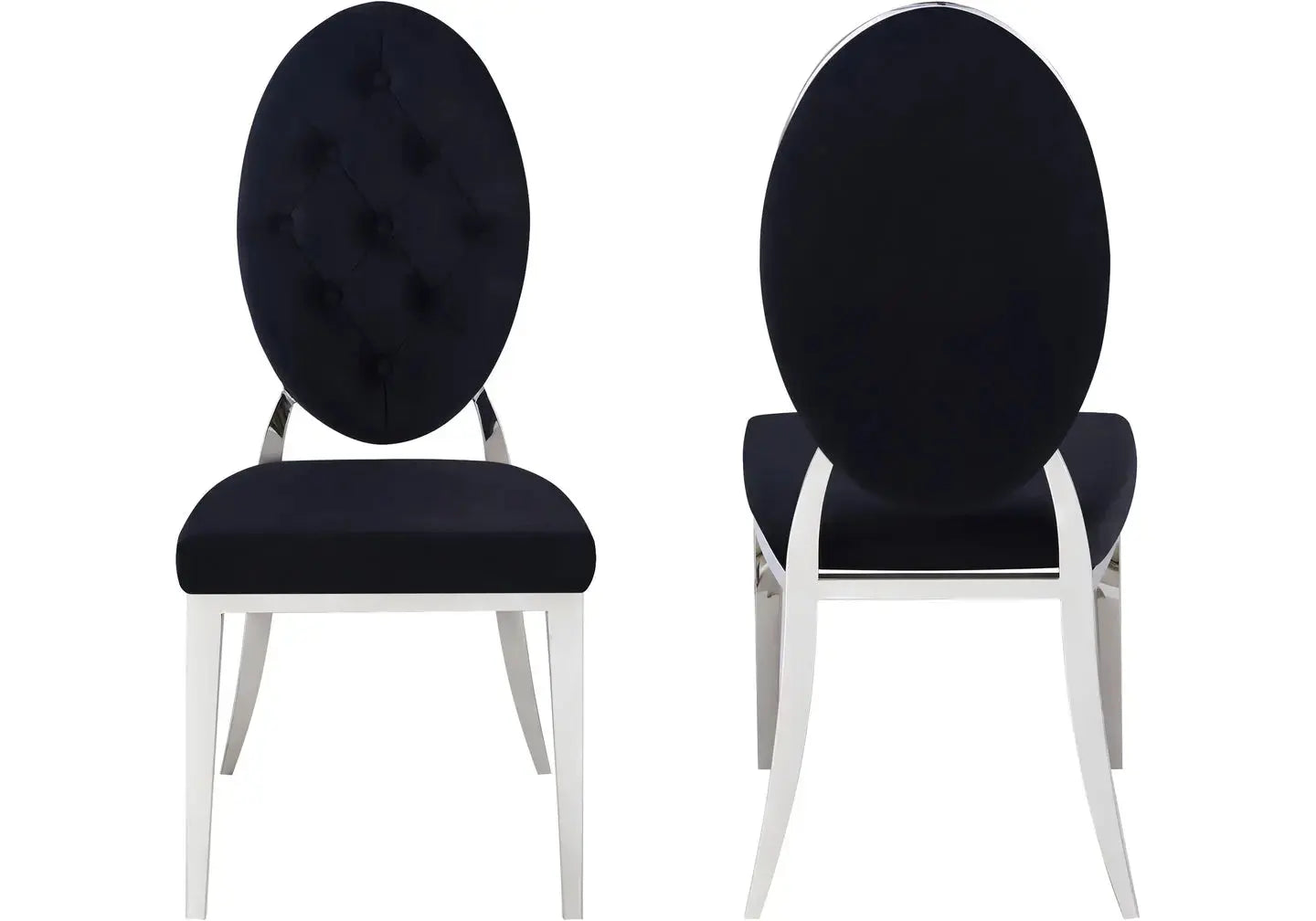 Chaise médaillon capitonnée noir BAROQUE Galerie du Mobilier