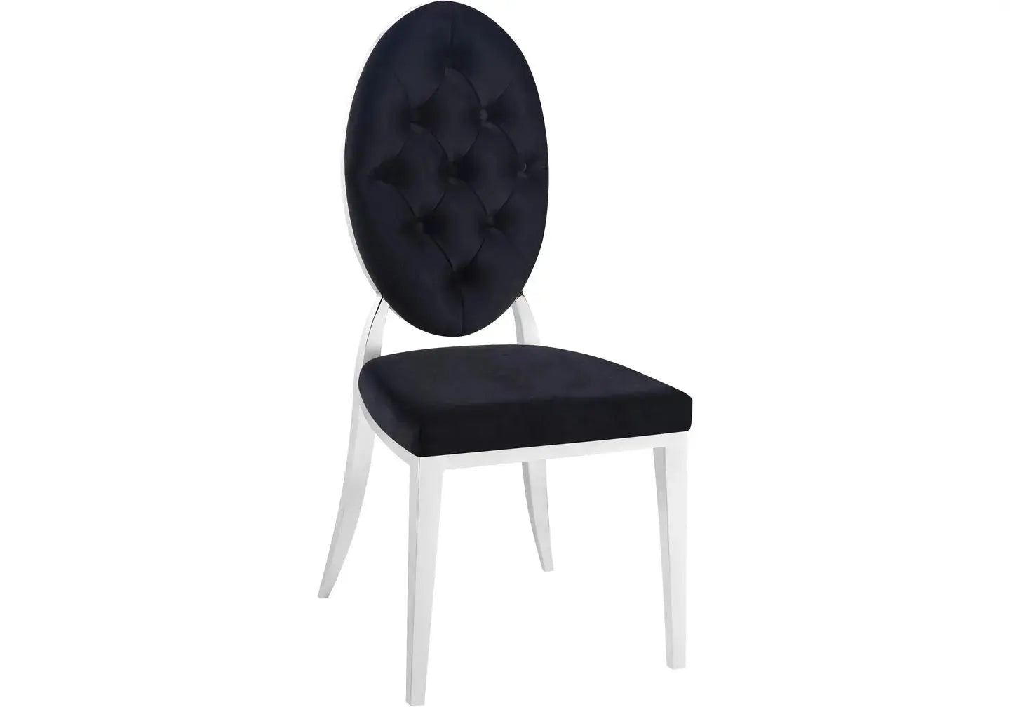 Chaise médaillon capitonnée noir BAROQUE Galerie du Mobilier