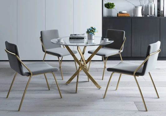 Table ronde dorée verre trempé OLIVIA Galerie du Mobilier