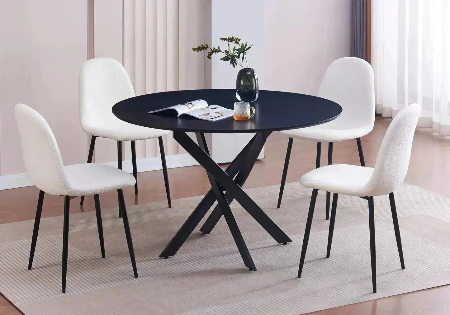 Table ronde noire bois noir - Joy – Galerie du Mobilier