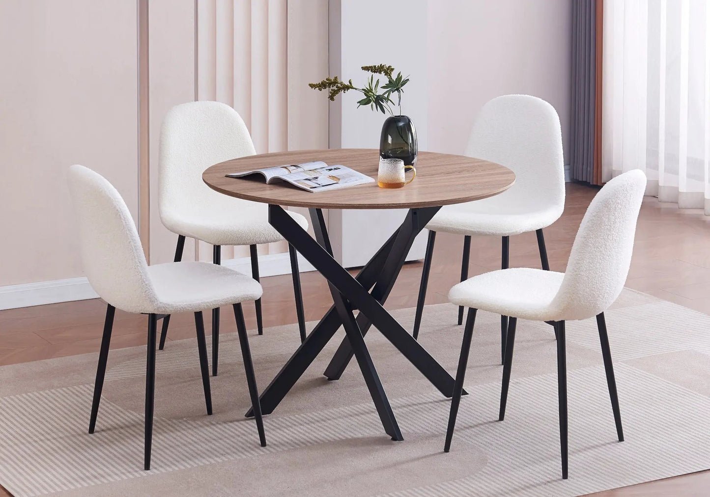 Table ronde noire bois chêne - Joy – Galerie du Mobilier
