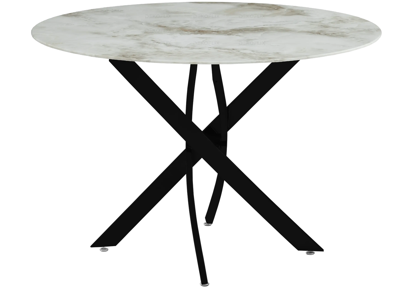 Table ronde noire marbre beige OLIVIA Galerie du Mobilier