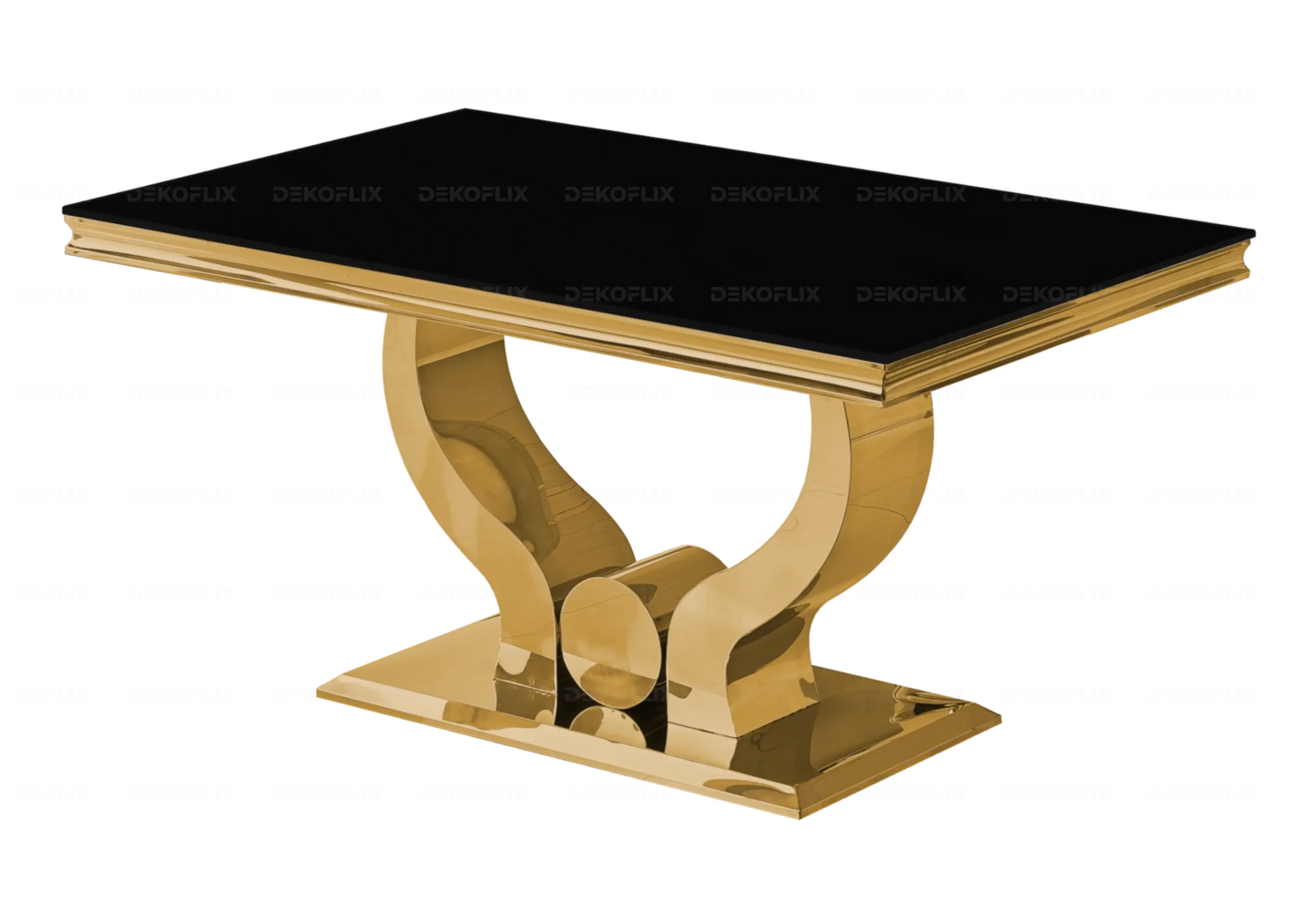Table verre noir chaises capitonnées taupe doré TROPHEE Galerie du Mobilier