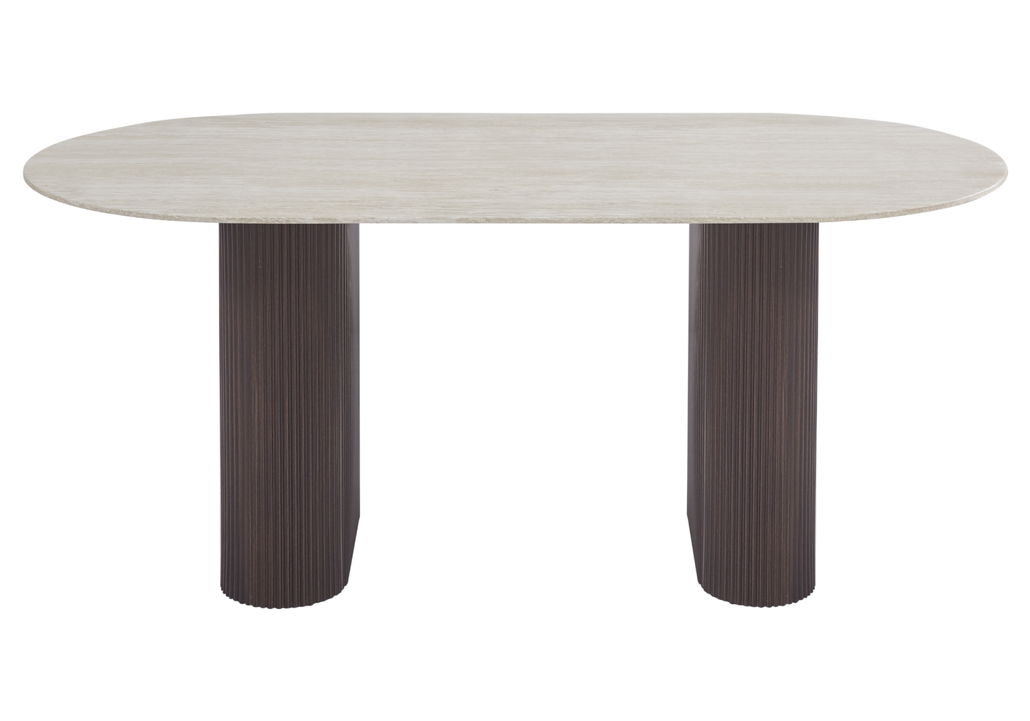 Table à manger ovale effet travertin pieds – Galerie du Mobilier