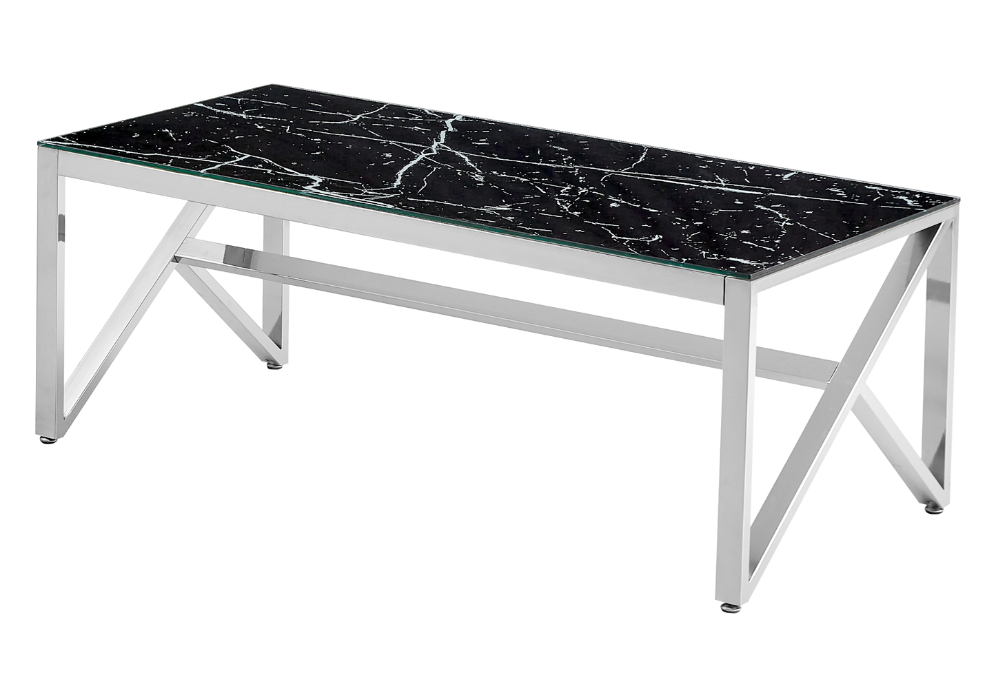 Table basse argentée marbre noir – Jessy – Galerie du Mobilier - Vue 1