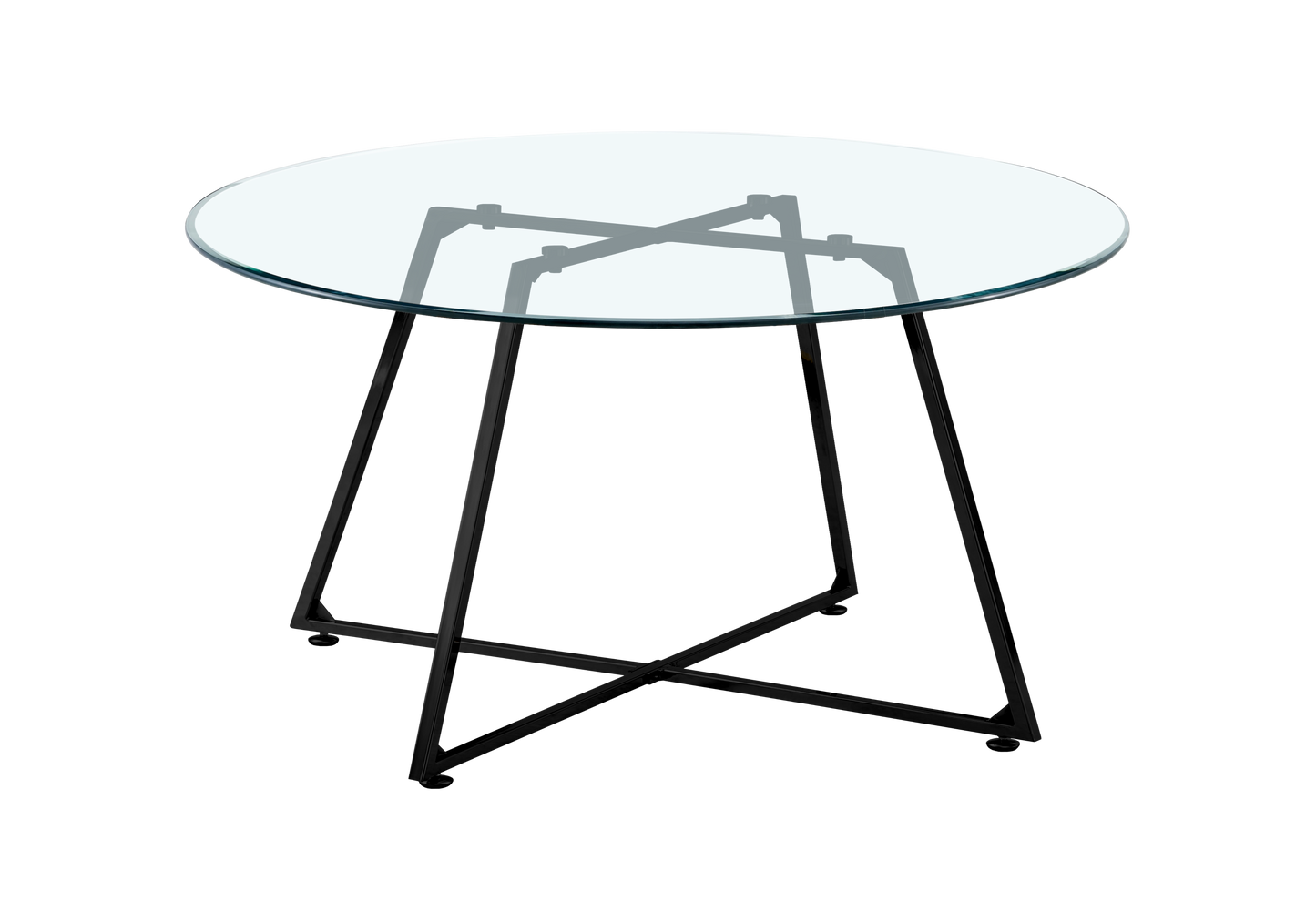 Table basse ronde verre trempé pieds noirs – – Galerie du Mobilier - Vue 1
