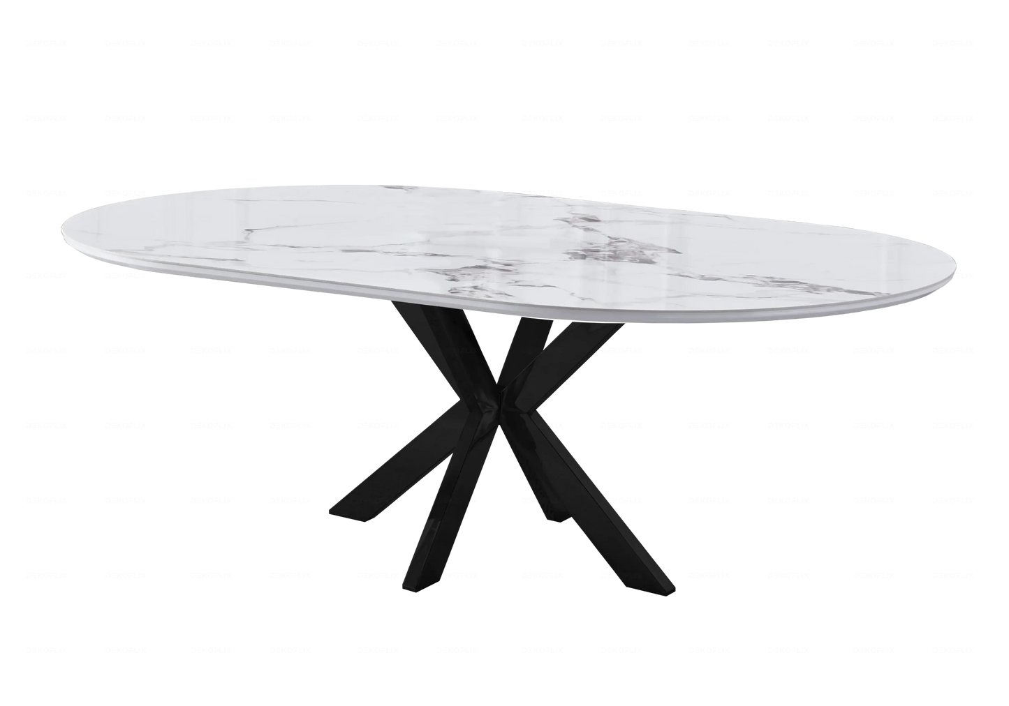 Table Marbre Blanc et Chaises Noires – STEPHANY