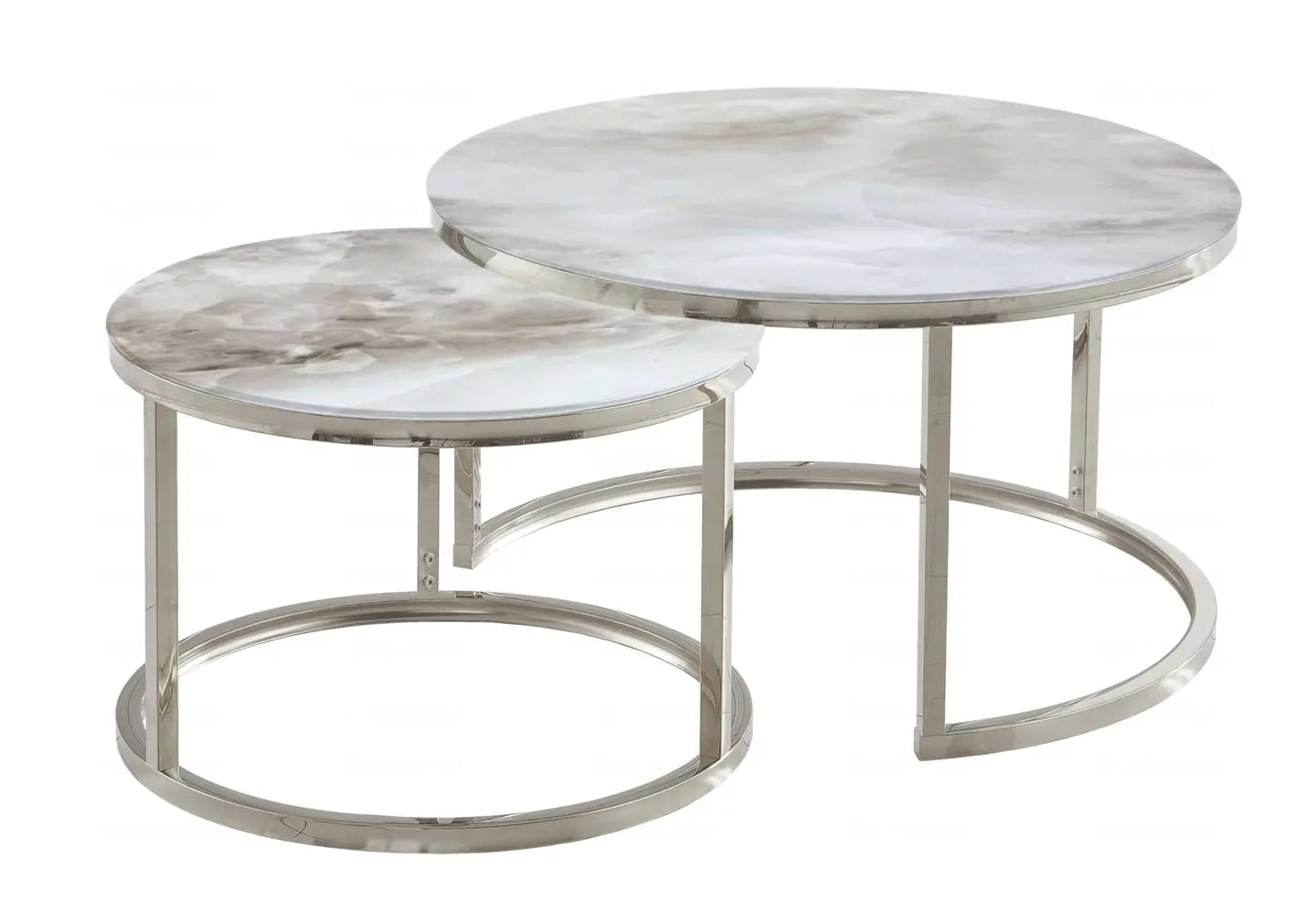 Tables gigognes marbre beige – Galerie du Mobilier - Vue 1