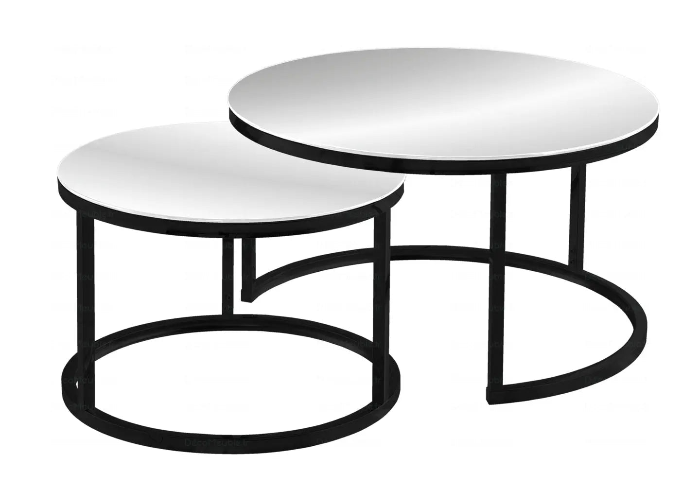 Tables gigognes noires miroir – Galerie du Mobilier - Vue 1