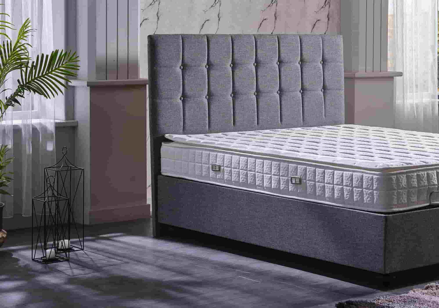 Tête de lit matelassé gris STAR - Galerie du Mobilier